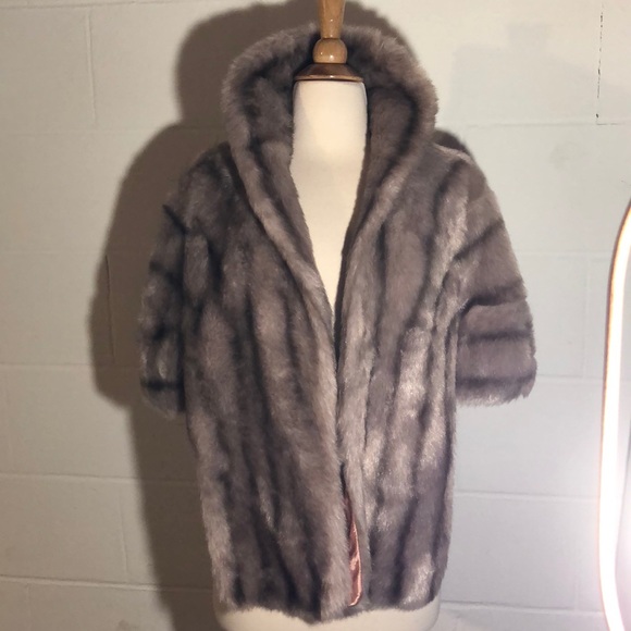 sears Sweaters - Grey Fur shawl.